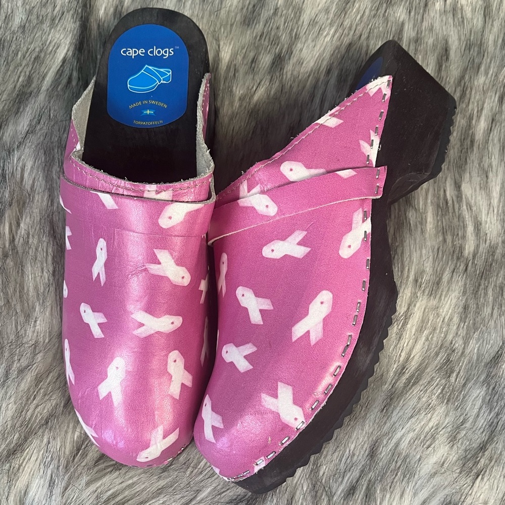 Cape Clogs Pink Breast Cancer Ribbon Swedish Clogs